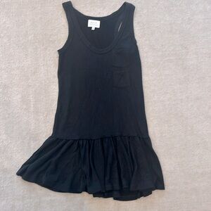 Soft black drop waist mini dress